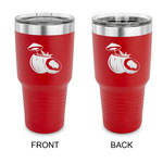 Coconut and Leaves 30 oz Stainless Steel Tumbler - Red - Double Sided (Personalized)