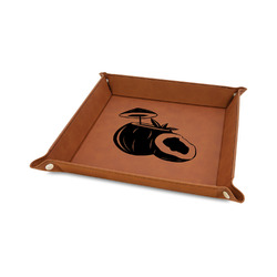 Coconut and Leaves Faux Leather Dice Tray - 6" x 6" - Rawhide