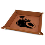 Coconut and Leaves Faux Leather Dice Tray - 9" x 9" - Rawhide