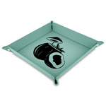 Coconut and Leaves Faux Leather Dice Tray - 9" x 9"  - Teal