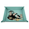 Coconut and Leaves 9" x 9" Teal Leatherette Snap Up Tray - STYLED