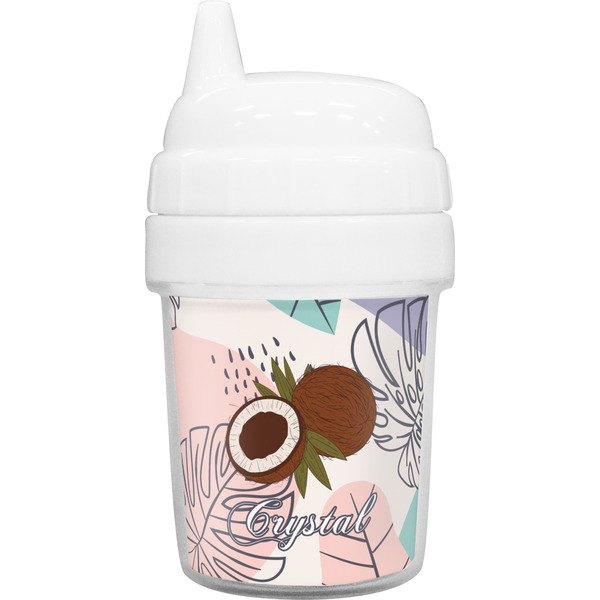 Custom Coconut and Leaves Baby Sippy Cup (Personalized)