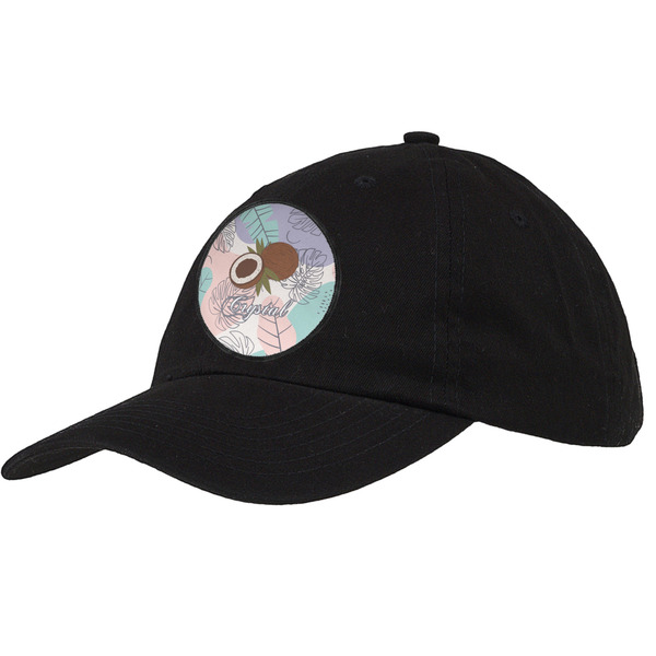 Custom Coconut and Leaves Baseball Cap - Black (Personalized)