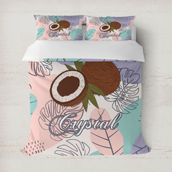 Coconut and Leaves Duvet Cover Set - Full / Queen w/ Name or Text