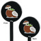 Coconut and Leaves Black Plastic 5.5" Stir Stick - Double Sided - Round - Front & Back