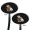 Coconut and Leaves Black Plastic 7" Stir Stick - Double Sided - Oval - Front & Back