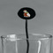 Coconut and Leaves Black Plastic 7" Stir Stick - Oval - Main