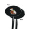 Coconut and Leaves Black Plastic 7" Stir Stick - Single Sided - Oval - Front & Back