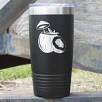 Coconut and Leaves 20 oz Stainless Steel Tumbler - Black - Double Sided (Personalized)