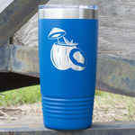 Coconut and Leaves 20 oz Stainless Steel Tumbler - Royal Blue - Single Sided