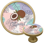 Coconut and Leaves Cabinet Knob - Gold (Personalized)