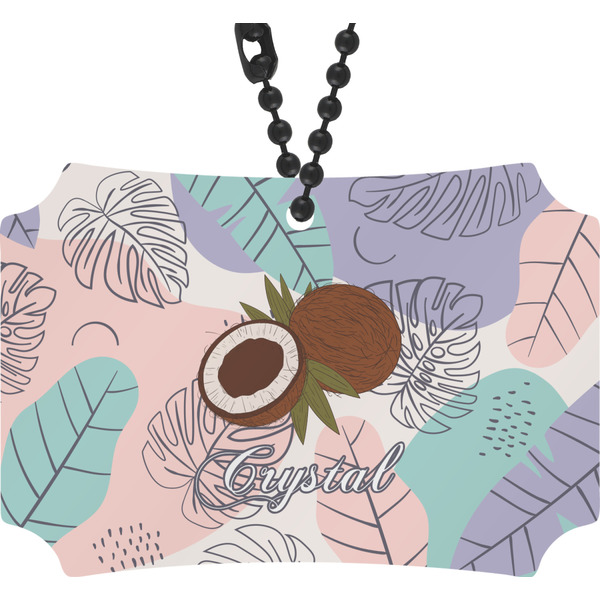 Custom Coconut and Leaves Rear View Mirror Ornament w/ Name or Text