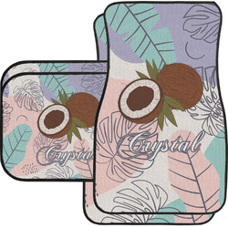 Coconut and Leaves Car Floor Mats Set - 2 Front & 2 Back w/ Name or Text