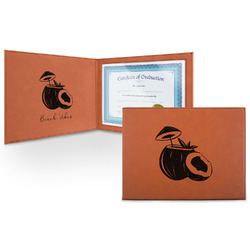 Coconut and Leaves Leatherette Certificate Holder - Front and Inside (Personalized)
