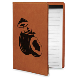 Coconut and Leaves Leatherette Portfolio with Notepad - Small - Single Sided