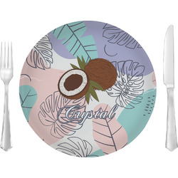 Coconut and Leaves Glass Lunch / Dinner Plate 10" (Personalized)