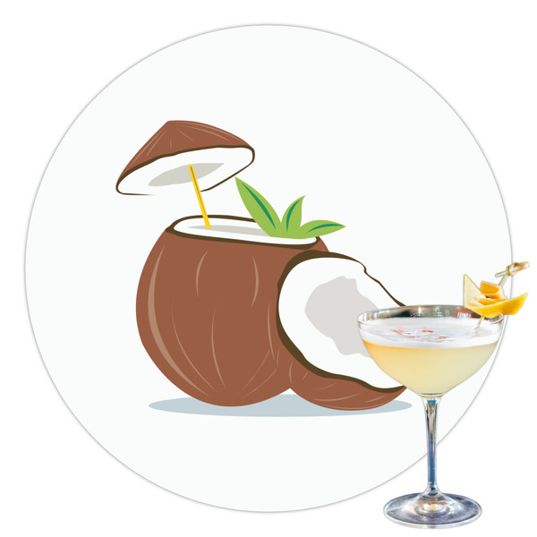 Custom Coconut and Leaves Printed Drink Topper - 3.5"