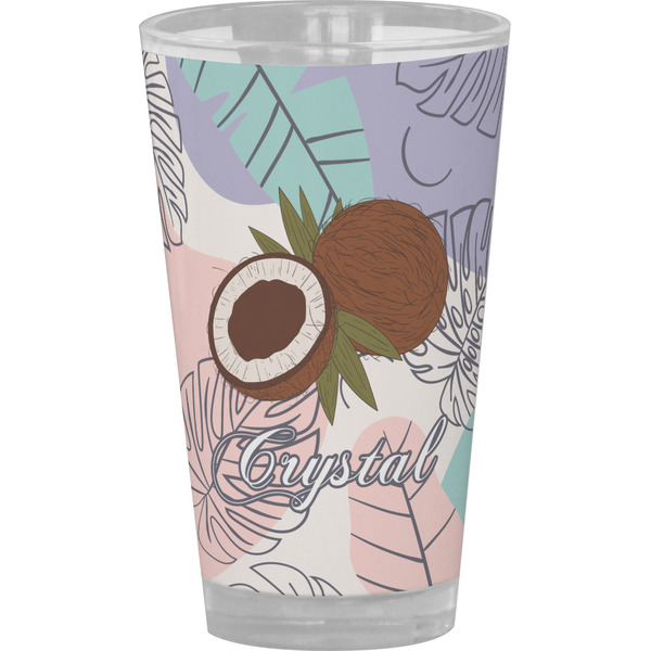 Custom Coconut and Leaves Pint Glass - Full Color (Personalized)