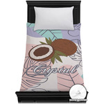 Coconut and Leaves Duvet Cover - Twin w/ Name or Text