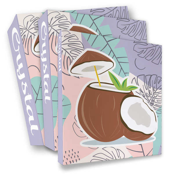 Custom Coconut and Leaves 3 Ring Binder - Full Wrap (Personalized)