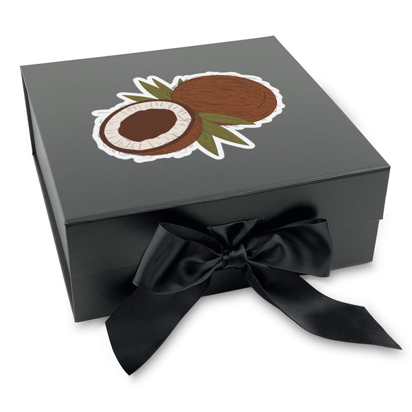 Custom Coconut and Leaves Gift Box with Magnetic Lid - Black