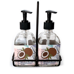 Coconut and Leaves Glass Soap & Lotion Bottle Set (Personalized)