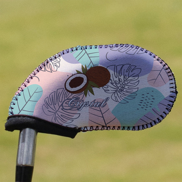 Custom Coconut and Leaves Golf Club Iron Cover (Personalized)