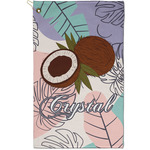 Coconut and Leaves Golf Towel - Poly-Cotton Blend - Small w/ Name or Text