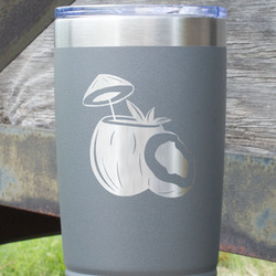 Coconut and Leaves 20 oz Stainless Steel Tumbler - Grey - Double Sided (Personalized)