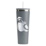 Coconut and Leaves RTIC Everyday Tumbler with Straw - 28oz - Grey - Double-Sided (Personalized)