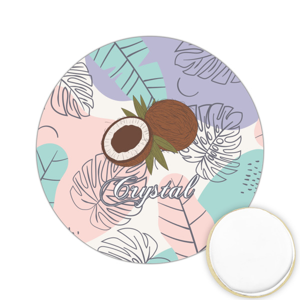 Custom Coconut and Leaves Printed Cookie Topper - 2.15" (Personalized)