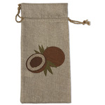 Coconut and Leaves Large Burlap Gift Bag - Front