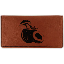 Coconut and Leaves Leatherette Checkbook Holder - Single Sided