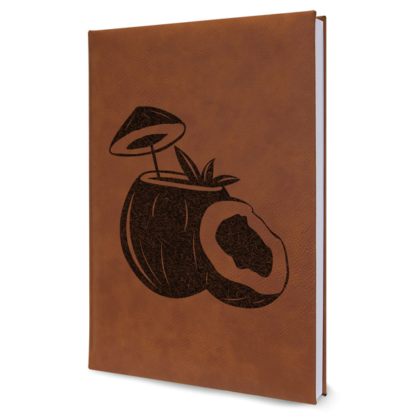 Custom Coconut and Leaves Leather Sketchbook - Large - Single Sided