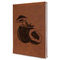 Coconut and Leaves Leather Sketchbook - Large - Single Sided - Angled View