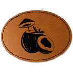 Coconut and Leaves Faux Leather Iron On Patch - Oval