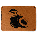 Coconut and Leaves Faux Leather Iron On Patch - Rectangle