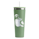 Coconut and Leaves RTIC Everyday Tumbler with Straw - 28oz - Light Green - Double-Sided (Personalized)