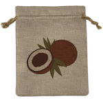 Coconut and Leaves Medium Burlap Gift Bag - Front