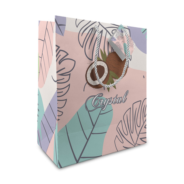 Custom Coconut and Leaves Medium Gift Bag (Personalized)