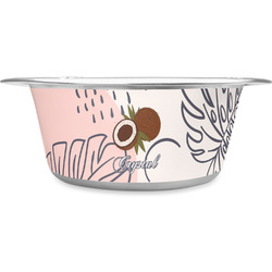 Coconut and Leaves Stainless Steel Dog Bowl - Large (Personalized)