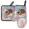 Coconut and Leaves Neoprene Oven Mitt and Pot Holder Set - Left