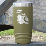 Coconut and Leaves 20 oz Stainless Steel Tumbler - Olive - Double Sided (Personalized)