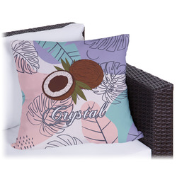 Coconut and Leaves Outdoor Pillow - 18" w/ Name or Text