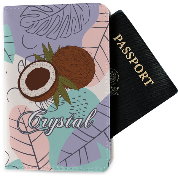 Custom Coconut and Leaves Passport Holder - Fabric w/ Name or Text