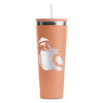 Coconut and Leaves RTIC Everyday Tumbler with Straw - 28oz - Peach - Single-Sided