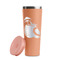 Coconut and Leaves Peach RTIC Everyday Tumbler - 28 oz. - Lid Off