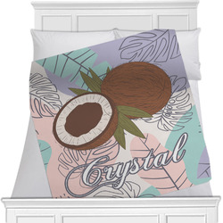 Coconut and Leaves Minky Blanket - 40"x30" - Single Sided w/ Name or Text