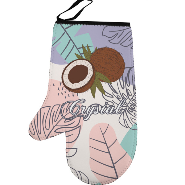 Custom Coconut and Leaves Left Oven Mitt w/ Name or Text