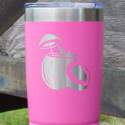 Coconut and Leaves 20 oz Stainless Steel Tumbler - Pink - Double Sided (Personalized)